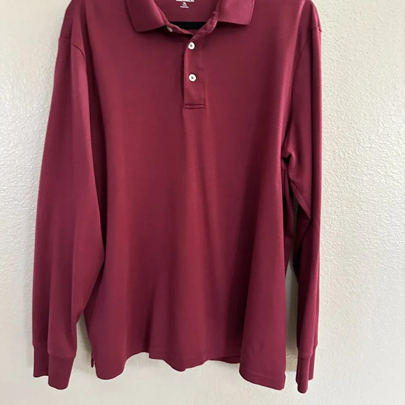 Lands' End Maroon‎ Long Sleeve Polo  Size X-Large, long sleeve polo, polo - Picture 2 of 7